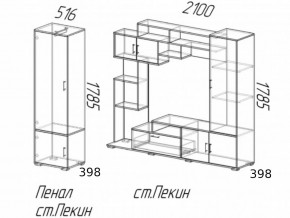 Гостиная Пекин с пеналом Ясень Шимо в Шадринске - shadrinsk.magazinmebel.ru | фото - изображение 2